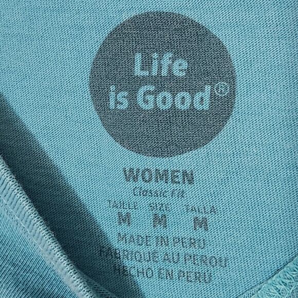 LIFE IS GOOD WOMENS T-SHIRT FOOTBALL BLUE TEAL COLLEGE NFL GAME DAY SZ MEDIUM - Picture 3 of 6